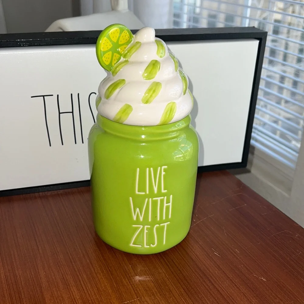 RAE DUNN LIVE WITH ZEST Canister with topper.